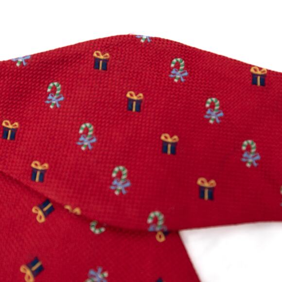 Daniel Cremieux Red Christmas Presents Candy Cane 100% Silk Bow Tie Bowtie - Picture 3 of 7